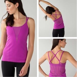 Lululemon Exquisite Mesh Tank Size 6 Violet Work Out Top Athletic Pickleball